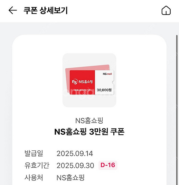 NS 홈쇼핑 3만원 권--0