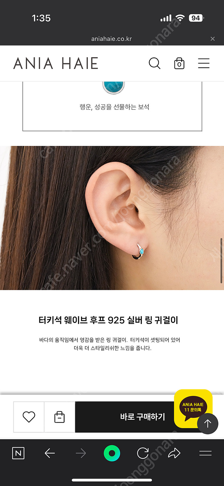 아니아 하이에 귀걸이 목걸이 세트 이미지