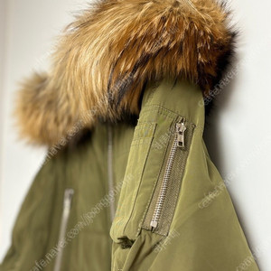 JS뉴욕(JS.NewYork) 라쿤퍼 탈부착 후드 오리털 롱 패딩 야상 카키 66-77