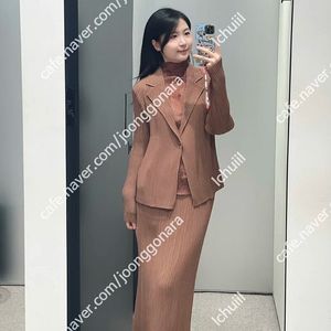 이세이미야케 해칭 스커트 ,쉬폰 탑 리프브라운 플리츠플리즈 ~