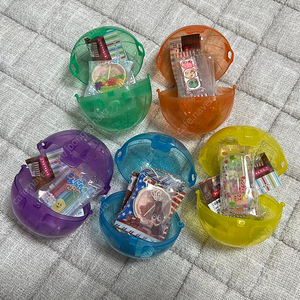 반다이 공친제과 막과자 사탕 젤리 샤카샤카 가챠 키링 5개 일괄 새상품