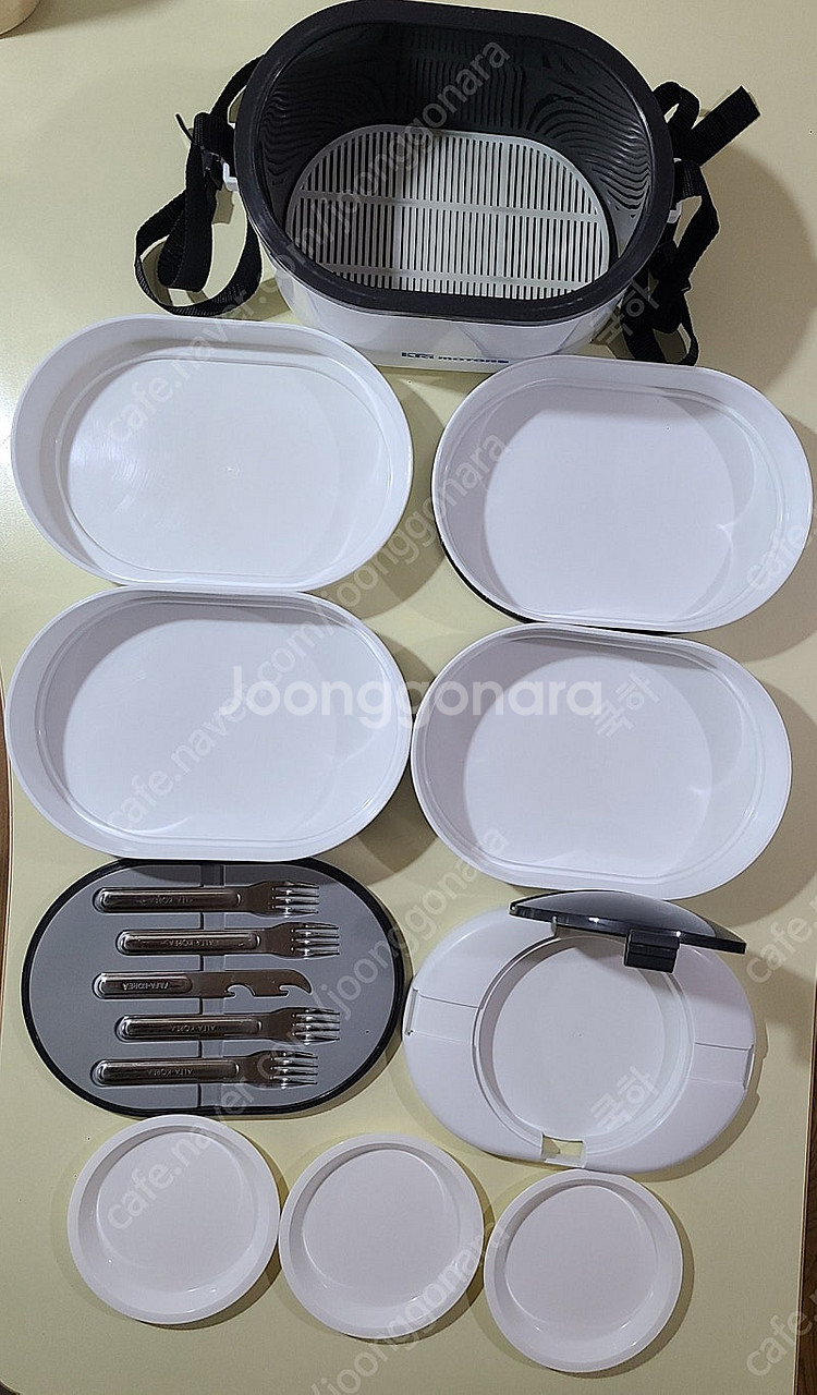 5단 대형 야외용 피크닉 도시락통 찬합 쿨러 세트--0