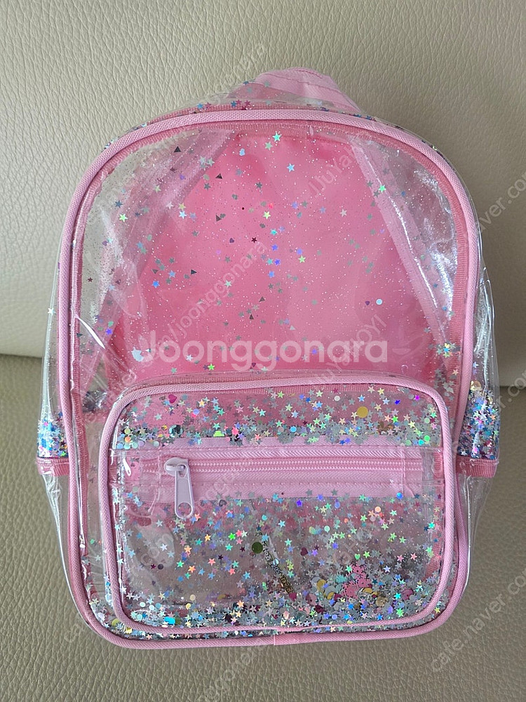 유아 투명 핑크 글리터 가방--0