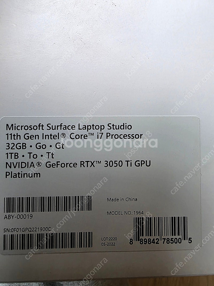 서피스랩탑 스튜디오1(i7,32,1TB)--8