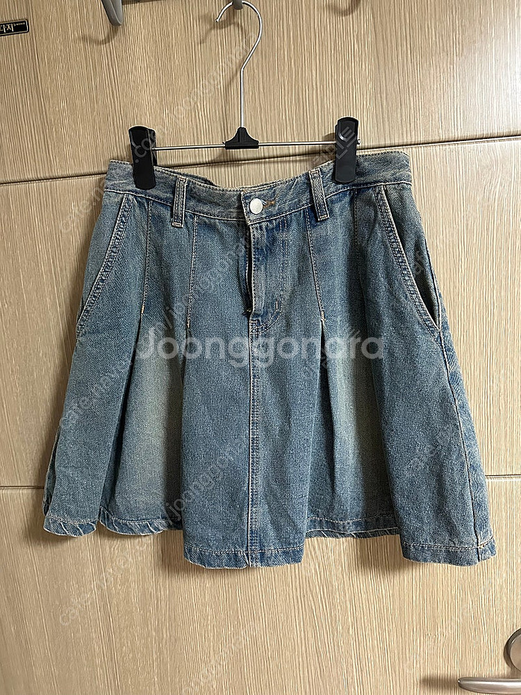 제이어반스 플리츠 테니스 데님 미디 스커트 s 중청 청...--3