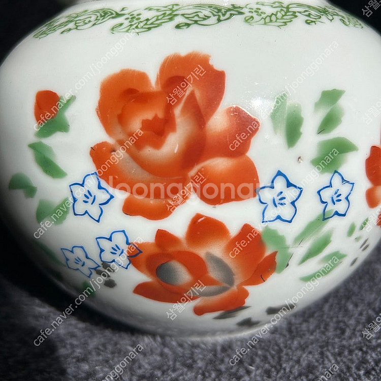 우리나라 옛날 빈티지 장미무늬 항아리 단지 도자기 장식--4