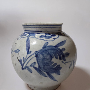 고미술품 조선시대 관요사기 청화백자 불수문 찌글이 호