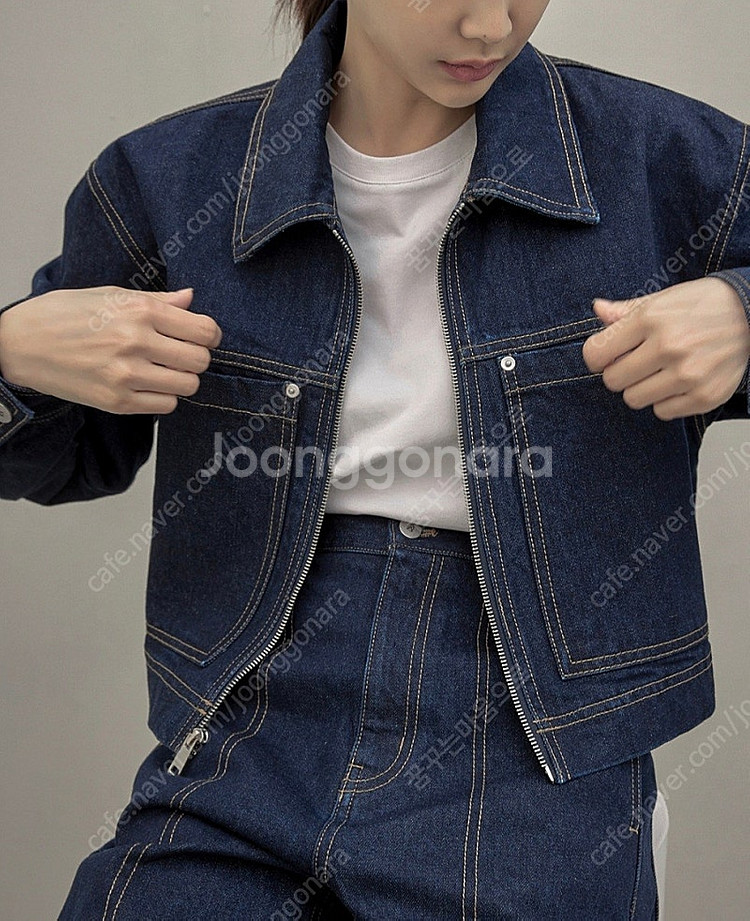 인보라 착용 아틀리에나인 스티치 데님 자켓--3