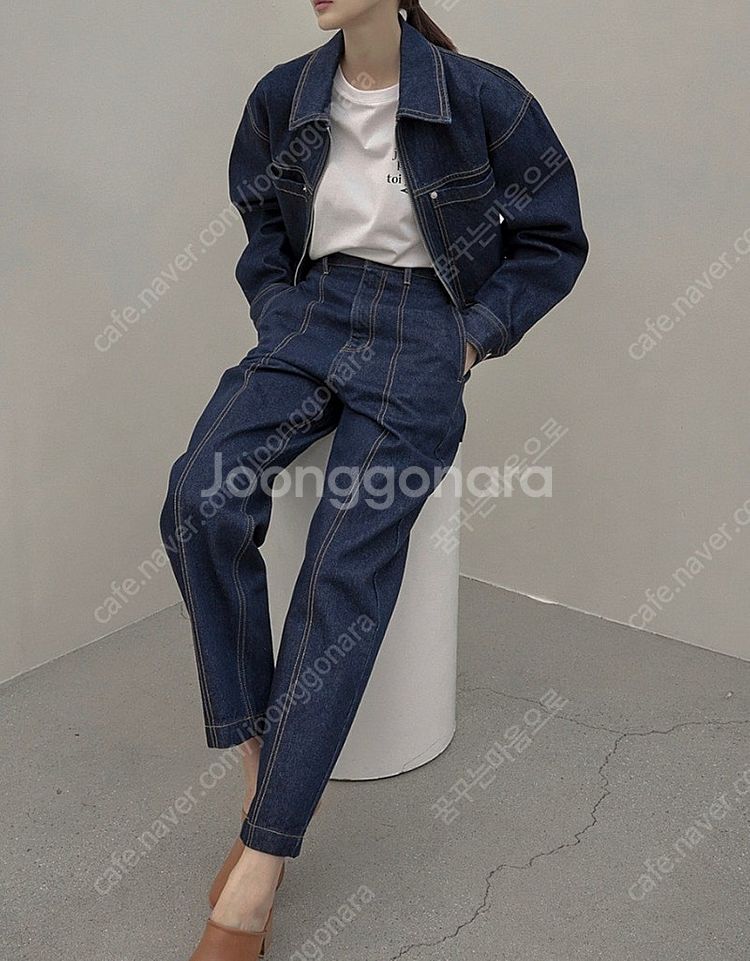 인보라 착용 아틀리에나인 스티치 데님 자켓--4