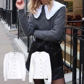 가니 ganni 포플린 화이트 블라우스 새상품 정품--1