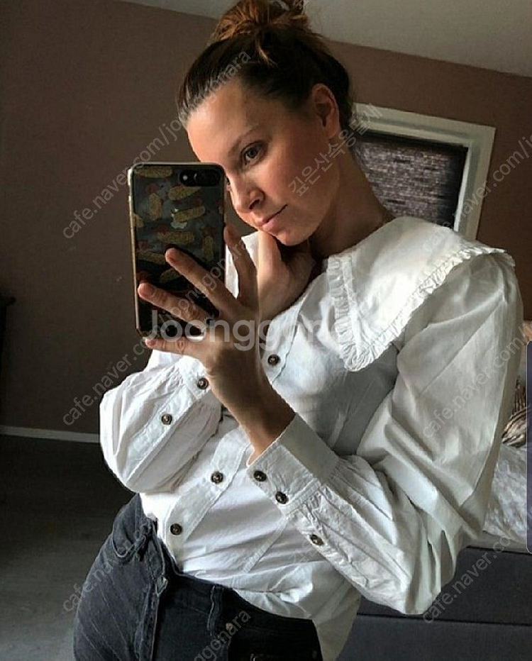 가니 ganni 포플린 화이트 블라우스 새상품 정품--5