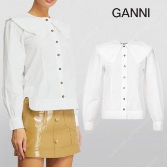 가니 ganni 포플린 화이트 블라우스 새상품 정품--7