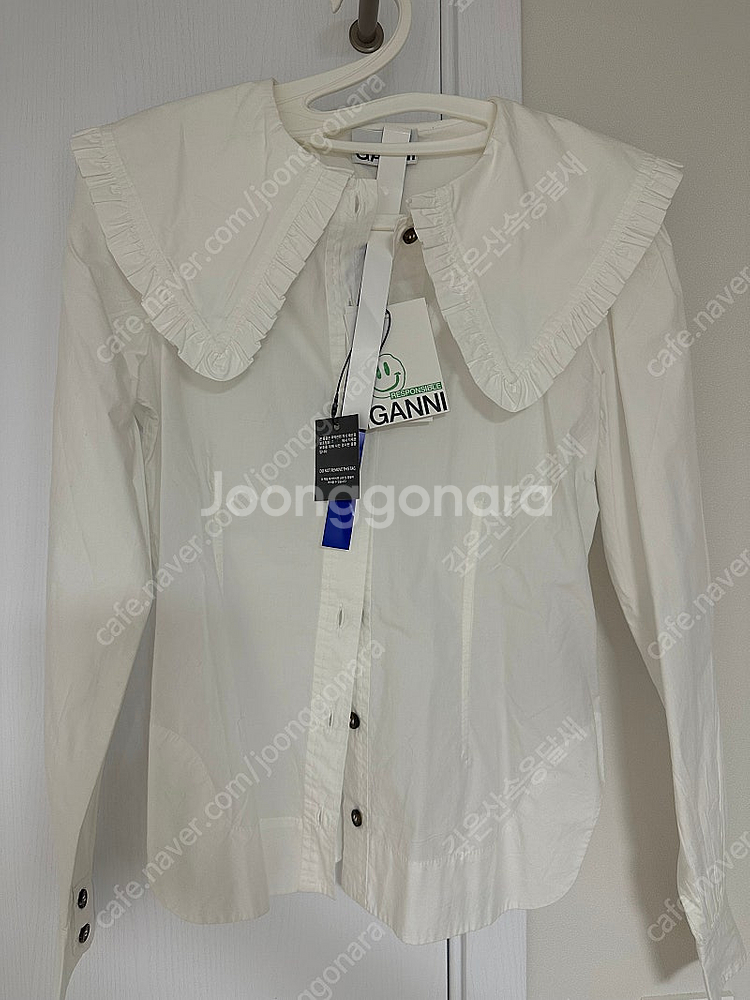 가니 ganni 포플린 화이트 블라우스 새상품 정품--8