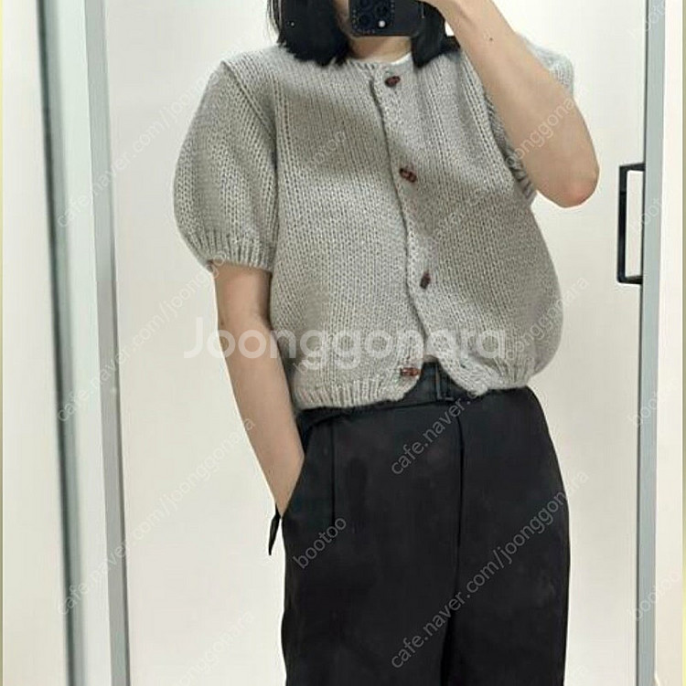 새상품) 노운베러 토글 알파카 반팔 가디건--4