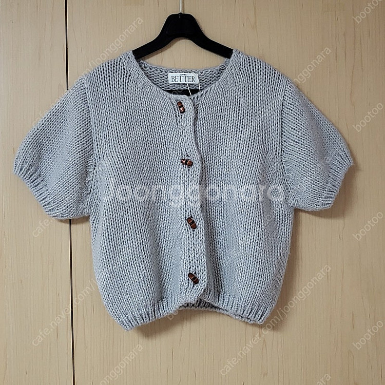 새상품) 노운베러 토글 알파카 반팔 가디건--7