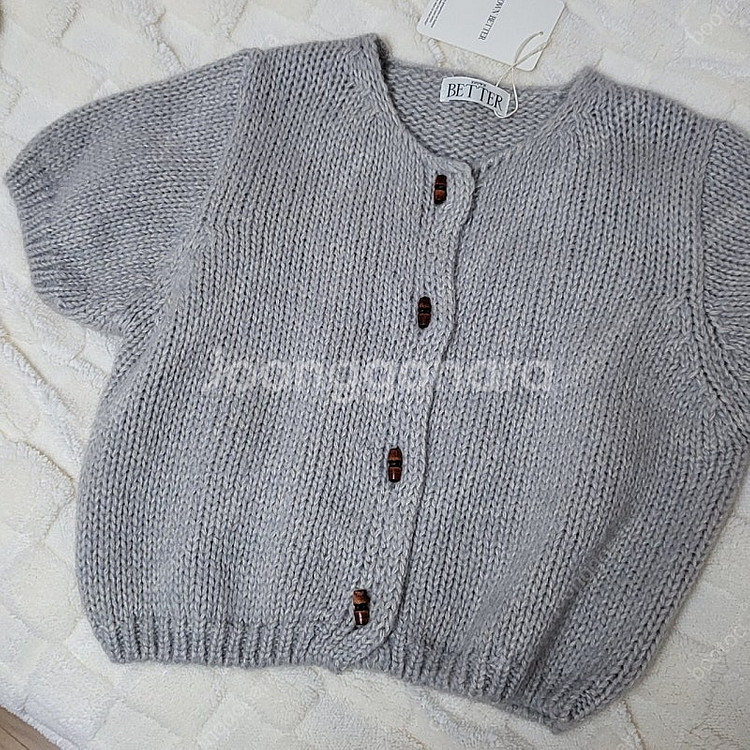 새상품) 노운베러 토글 알파카 반팔 가디건--9