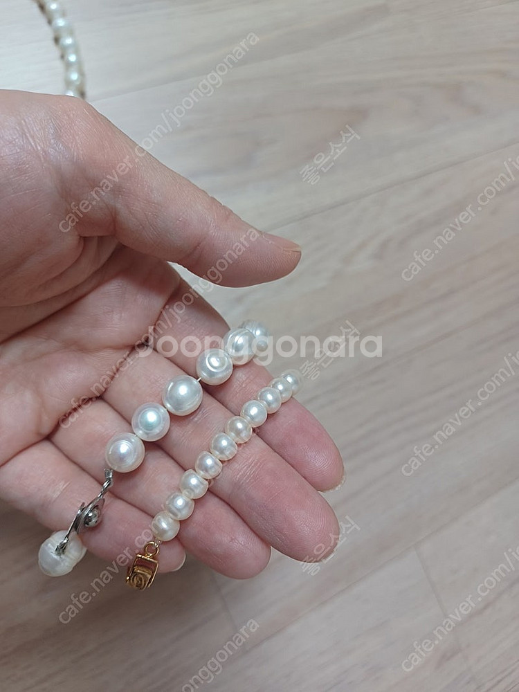 진주 목걸이와 팔찌 2개 세트--1