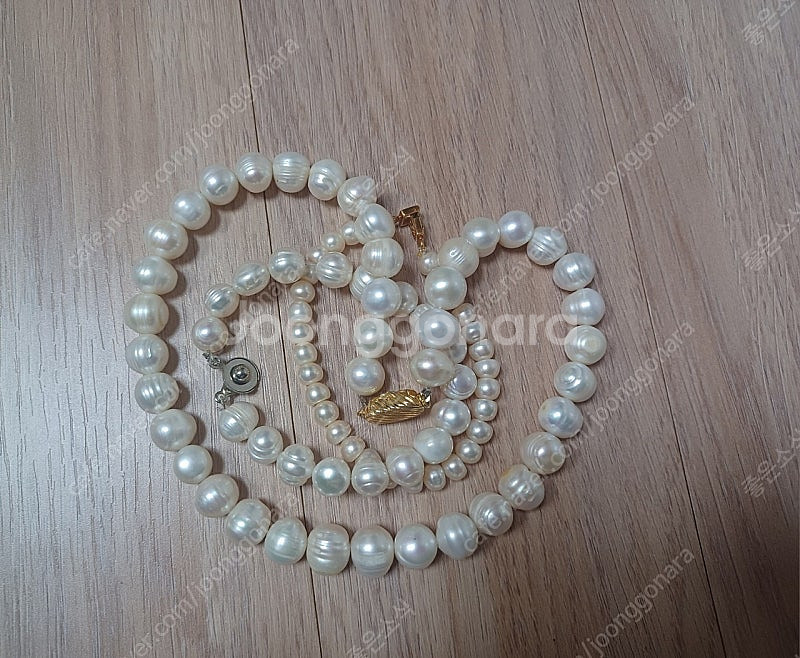 진주 목걸이와 팔찌 2개 세트--2