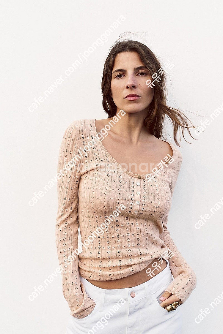 ZARA 자라 포인텔 티셔츠, 레이스 티셔츠, 자라 아...--0