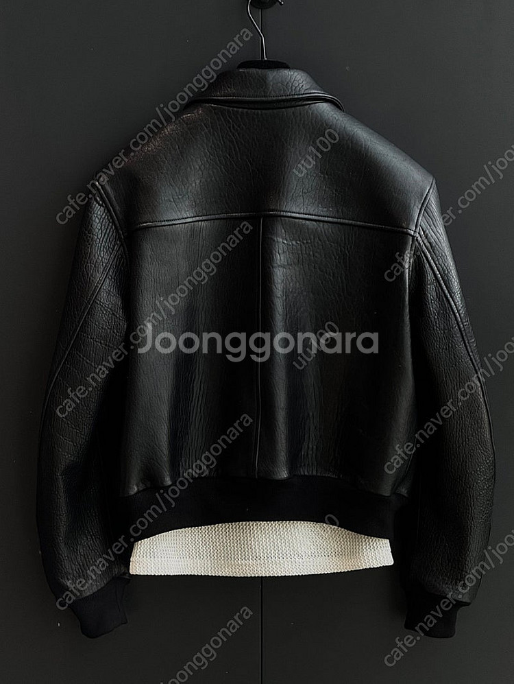 (퓨에르옴므) CV 슈렁큰 레더 블루종(BLACK) 판...--2