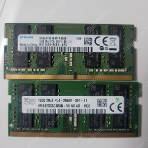 삼성/SK하이닉스 DDR4 16GB 노트북용 램 2개 총 32GB
