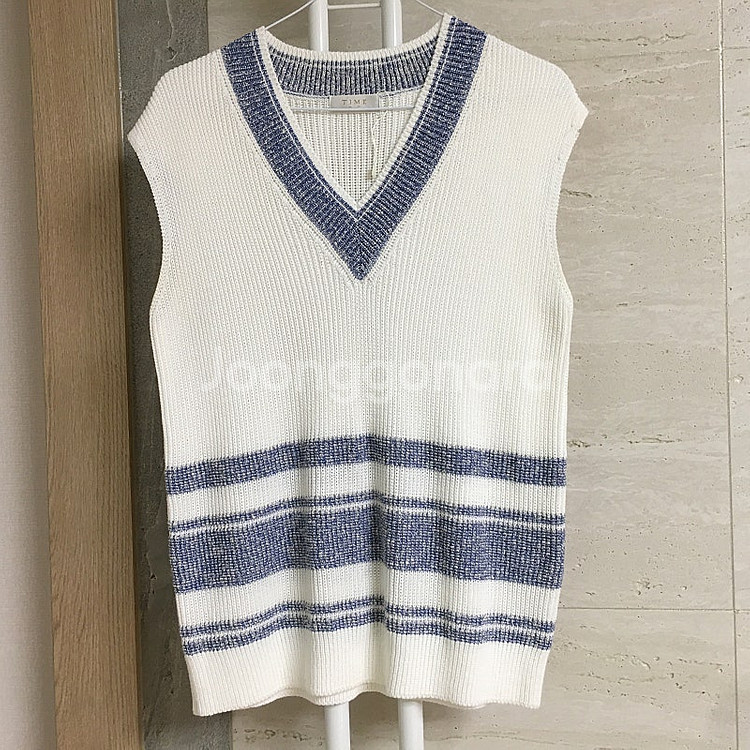 (새상품) TIME 타임 브이넥 니트 베스트 90--0