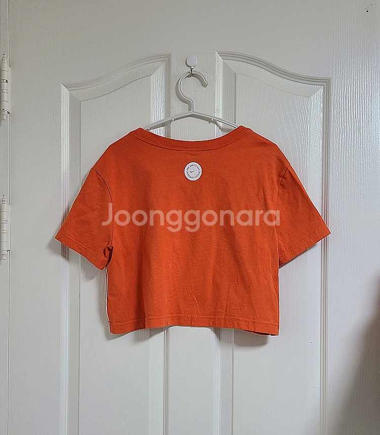 정품 나이키 우먼 오렌지 크롭 반팔티--8