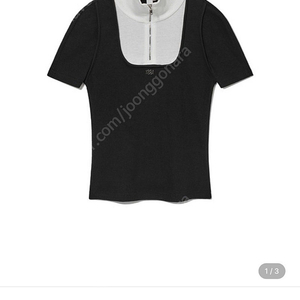 kijun 기준 스퀘어 하프집업 탑 블랙오프화이트 S