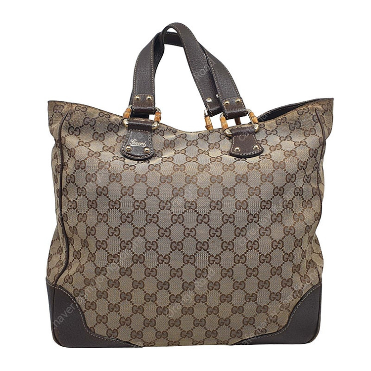 구찌 GG 캔버스 뱀부 토트백 베이지 가방 백--1