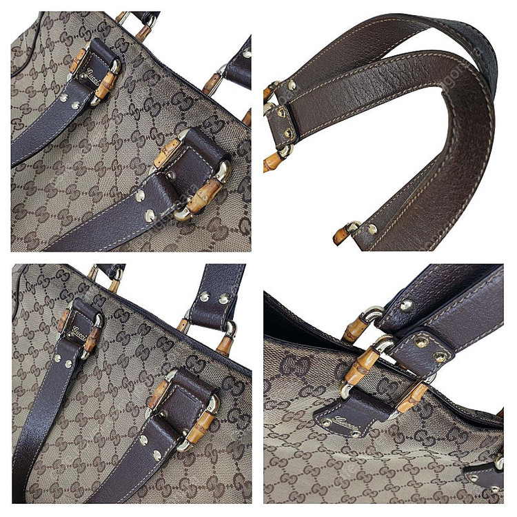 구찌 GG 캔버스 뱀부 토트백 베이지 가방 백--7