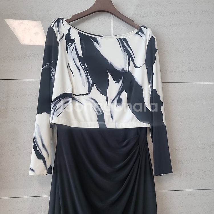 Lauren Ralph Lauren랄프로렌 블랙&화이트 패턴 드레이핑 원피스--1