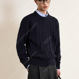 새상품) TNGT 25ss 케이블니트 네이비 100