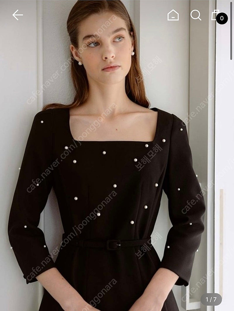 브라이드앤유 URIELLE Square neck pearl decorated long dress--0