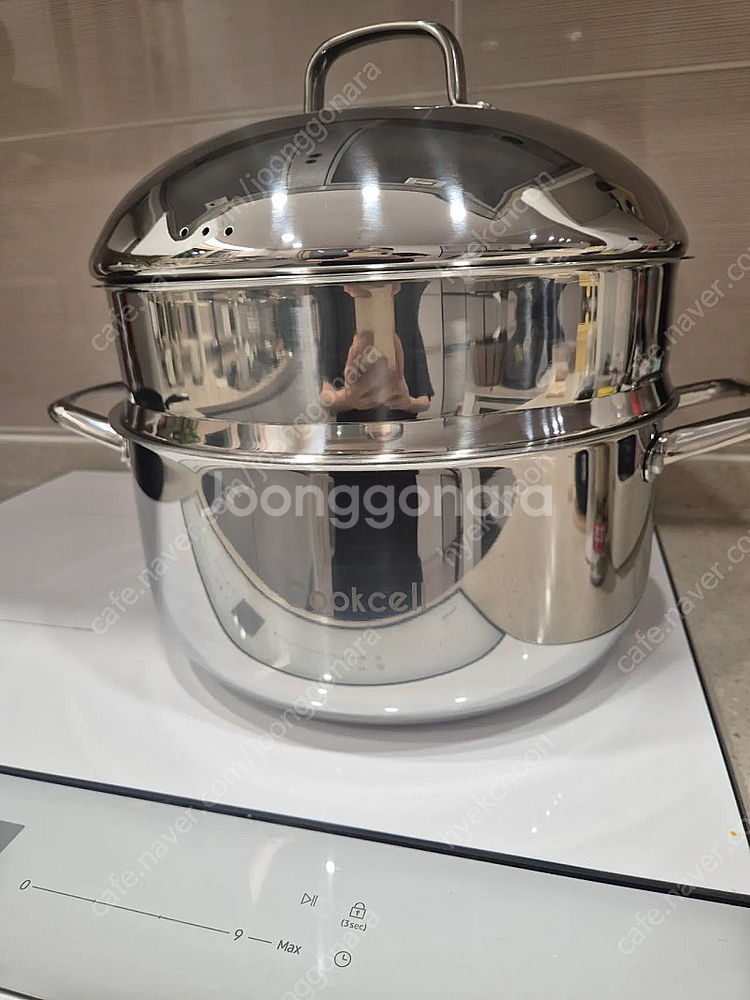 쿡셀 9L 통3중 스텐곰솥 찜기세트 미사용새상품 택포--1