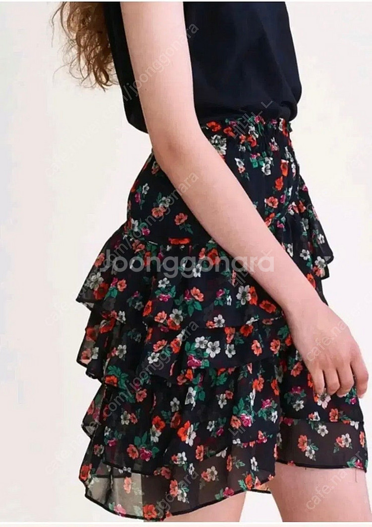 마쥬 쉬폰 프릴 플라워 스커트 치마--2