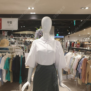 듀엘 퍼프소매 5부 블라우스