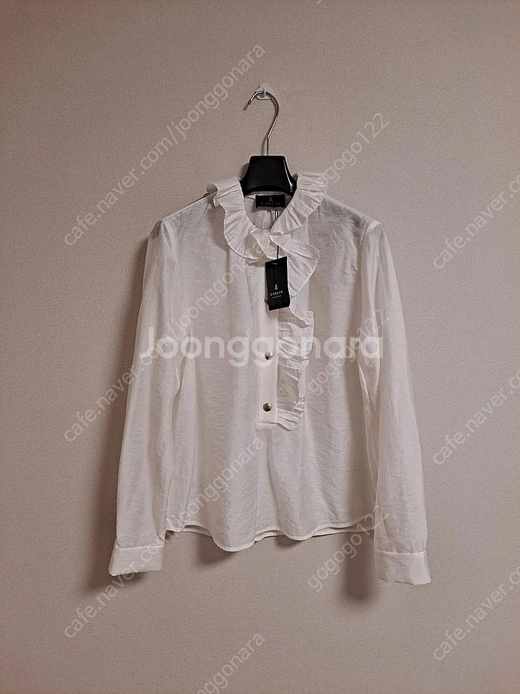 랑방 러플 로고 버튼 블라우스 55~66--4