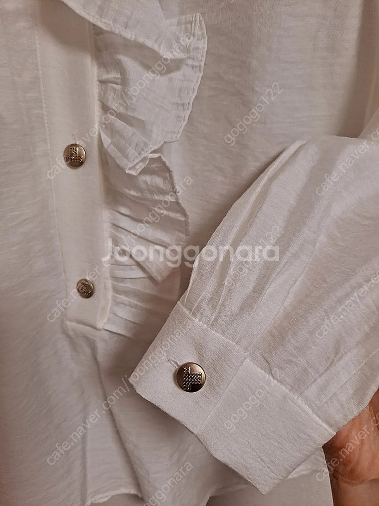 랑방 러플 로고 버튼 블라우스 55~66--6