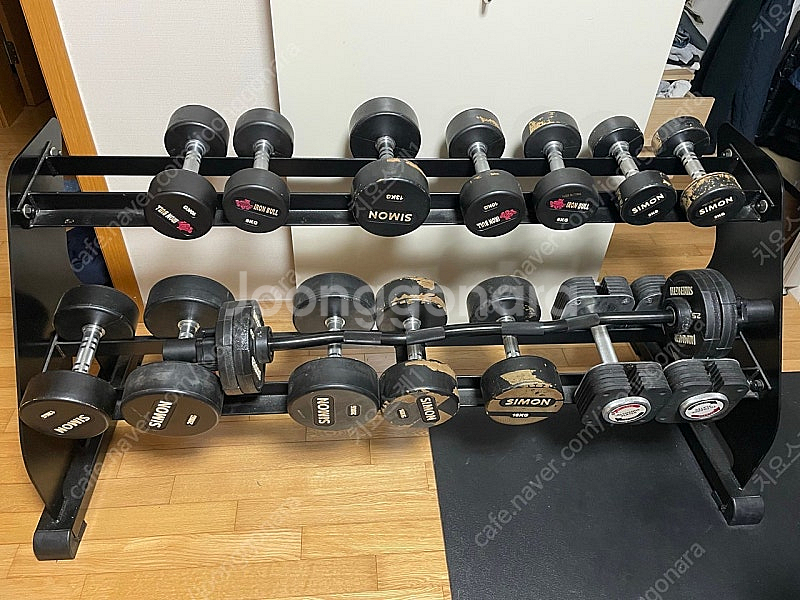 덤벨 및 거치대, 파워바, 각도조절 벤치, 그리오로지 벨트 판매합니다.--0