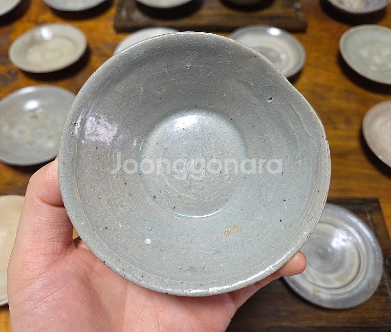 고미술품 고려시대 고려청자 낙엽잔--3