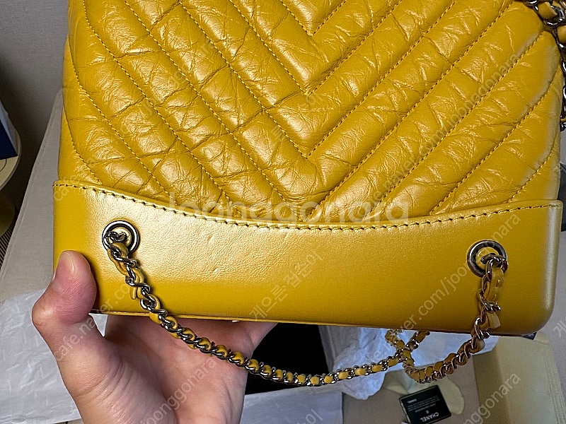 샤넬 가브리엘 백팩 쉐브론 스몰 옐로우--6