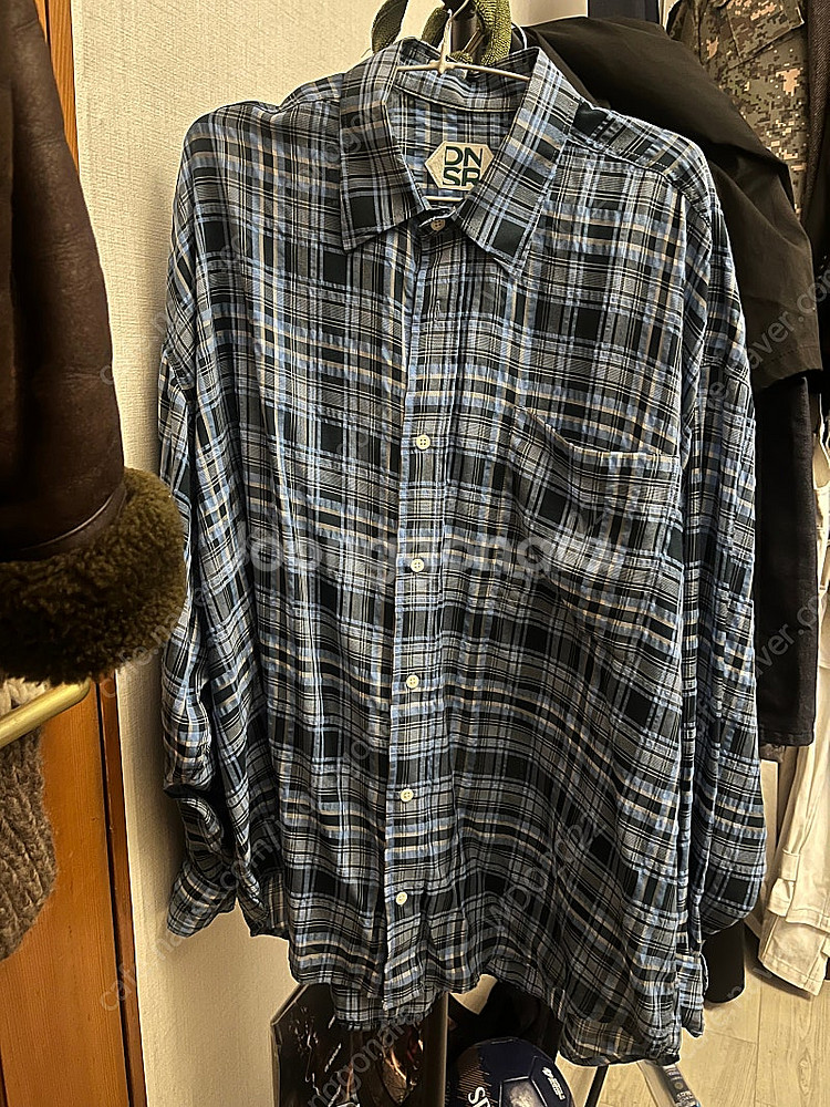 Dnsr 오버사이즈 체크 셔츠 블루S--0