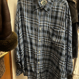 Dnsr 오버사이즈 체크 셔츠 블루S