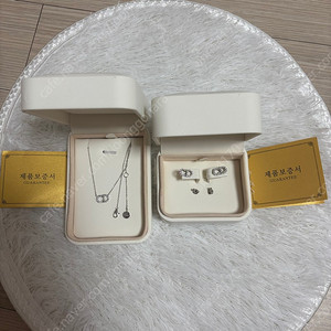 디올 룬 디자인 14k 목걸이&귀걸이 세트