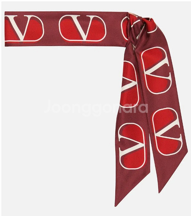 발렌티노 실크 방도 스카프 - 핑크/레드 (택포)--3