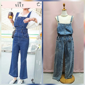 1.임블리 세미부츠컷 데님 멜빵바지 점프수트 2.HiP'TIQUE 스트링 데님 멜빵바지 점프수트