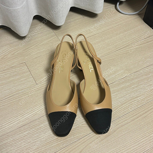 샤넬 슬링백 미들 힐 검베