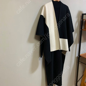 배색 케이프 숄 세트
