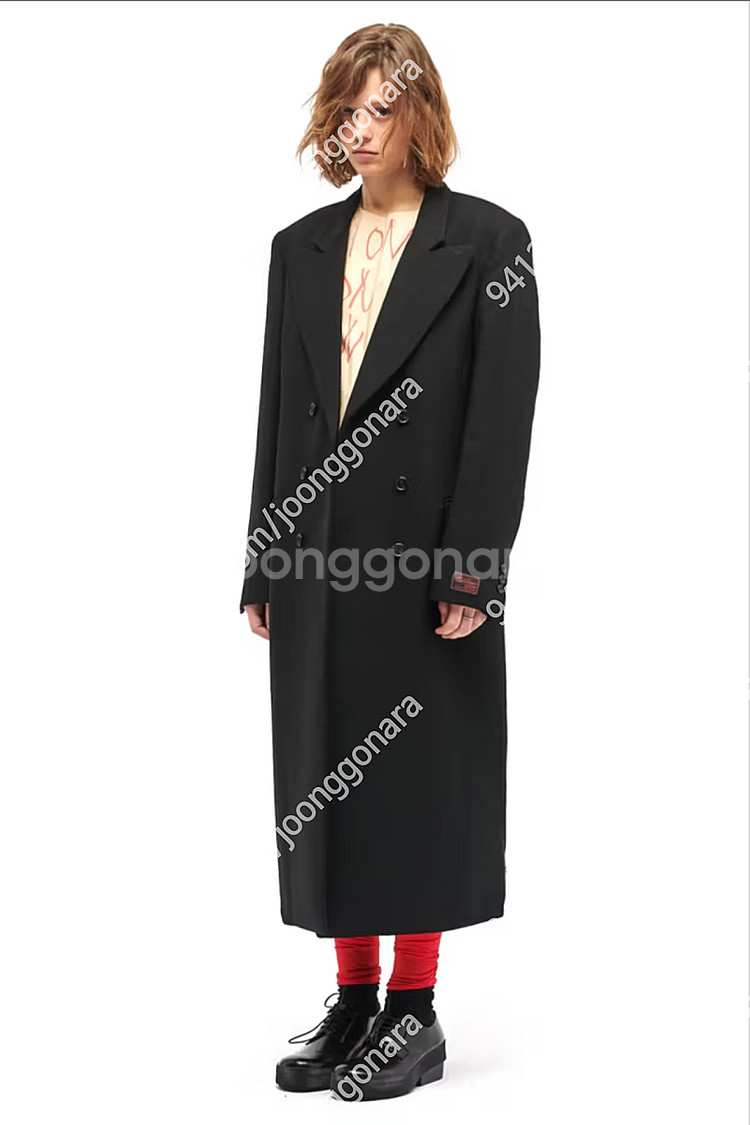 라프시몬스 23ss 더블코트 블랙 48 새제품--0