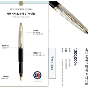 워터맨 까렌 디럭스 GT블랙 만년필 팝니다
